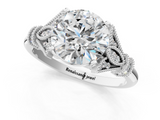 White gold Asscher Brilliant Solitaire with Pave Band and Four-Prong Setting_7