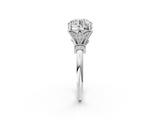 White gold Asscher Brilliant Solitaire with Pave Band and Four-Prong Setting_8