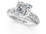 White gold Asscher Brilliant Solitaire with Side Stones on a Pave Band and Four-Prong Setting_38