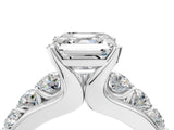 White gold Asscher Brilliant Solitaire with Side Stones on a Pave Band and Four-Prong Setting_41