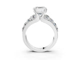White gold Asscher Brilliant Solitaire with Side Stones on a Pave Band and Four-Prong Setting_89