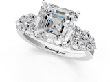 White gold Asscher Cluster Diamond Engagement Ring with Pavé Band and Four-Prong Setting_25