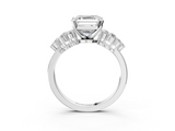 White gold Asscher Cluster Diamond Engagement Ring with Pavé Band and Four-Prong Setting_27