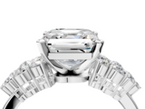 White gold Asscher Cluster Diamond Engagement Ring with Pavé Band and Four-Prong Setting_28