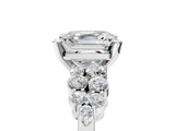 White gold Asscher Cluster Diamond Engagement Ring with Pavé Band and Four-Prong Setting_29