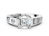 White gold Asscher Cut Brilliant Channel-Set Diamond Ring with Bezel Prong Setting_26