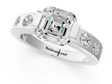 White gold Asscher Cut Brilliant Channel-Set Diamond Ring with Bezel Prong Setting_27