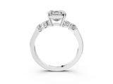 White gold Asscher Cut Brilliant Diamond Five-Stone Engagement Ring with Prong Setting on a Classic Band_10