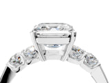 White gold Asscher Cut Brilliant Diamond Five-Stone Engagement Ring with Prong Setting on a Classic Band_11