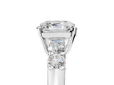 White gold Asscher Cut Brilliant Diamond Five-Stone Engagement Ring with Prong Setting on a Classic Band_12