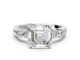 White gold Asscher Cut Brilliant Diamond Five-Stone Engagement Ring with Prong Setting on a Classic Band_7