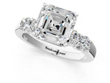 White gold Asscher Cut Brilliant Diamond Five-Stone Engagement Ring with Prong Setting on a Classic Band_8