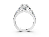 White gold Asscher Cut Brilliant Diamond Pavé Band with Six-Prong Setting_10