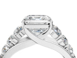 White gold Asscher Cut Brilliant Diamond Pavé Band with Six-Prong Setting_11