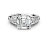 White gold Asscher Cut Brilliant Diamond Pavé Band with Six-Prong Setting_7