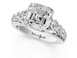 White gold Asscher Cut Brilliant Diamond Pavé Band with Six-Prong Setting_8