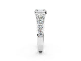 White gold Asscher Cut Brilliant Diamond Pavé Band with Six-Prong Setting_9
