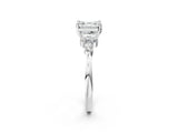 White gold Asscher Cut Brilliant Diamond Solitaire Ring with Pear Side Stones and Four-Prong Setting_14