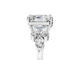 White gold Asscher Cut Brilliant Diamond Solitaire Ring with Pear Side Stones and Four-Prong Setting_17