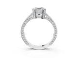 White gold Asscher Cut Brilliant Split Shank Pave Solitaire Ring with Four-Prong Setting_10