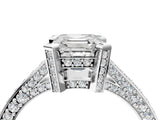 White gold Asscher Cut Brilliant Split Shank Pave Solitaire Ring with Four-Prong Setting_11