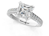 White gold Asscher Cut Brilliant Split Shank Pave Solitaire Ring with Four-Prong Setting_8