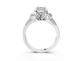 White gold Asscher Cut Brilliant Three-Stone Diamond Ring with Pavé Band and Four-Prong Setting_10