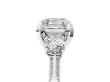 White gold Asscher Cut Brilliant Three-Stone Diamond Ring with Pavé Band and Four-Prong Setting_12