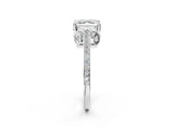 White gold Asscher Cut Cathedral Pave Diamond Engagement Ring with Six-Prong Setting_34
