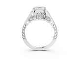 White gold Asscher Cut Cathedral Pave Diamond Engagement Ring with Six-Prong Setting_35