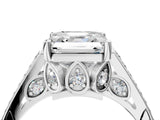 White gold Asscher Cut Cathedral Pave Diamond Engagement Ring with Six-Prong Setting_36