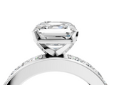 White gold Asscher Cut Channel Set Diamond Engagement Ring with Four-Prong Setting_10