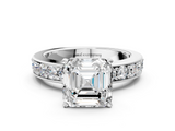 White gold Asscher Cut Channel Set Diamond Engagement Ring with Four-Prong Setting_6
