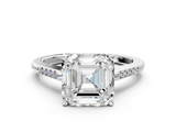 White gold Asscher Cut Channel Set Solitaire Engagement Ring with Four-Prong Setting_7