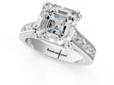 White gold Asscher Cut Channel Set Solitaire Engagement Ring with Prong Setting_11
