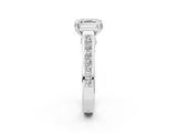 White gold Asscher Cut Channel Set Solitaire Engagement Ring with Prong Setting_12