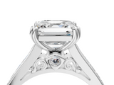 White gold Asscher Cut Channel Set Solitaire Engagement Ring with Prong Setting_14