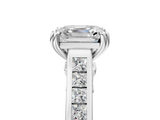 White gold Asscher Cut Channel Set Solitaire Engagement Ring with Prong Setting_15