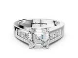 White gold Asscher Cut Cut Channel Set Solitaire Ring with Four-Prong Setting_38