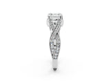 White gold Asscher Cut Cut Diamond Twisted Band with Milgrain Pave Setting and Four-Prong Setting_20