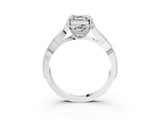 White gold Asscher Cut Cut Diamond Twisted Band with Milgrain Pave Setting and Four-Prong Setting_21