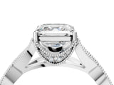 White gold Asscher Cut Cut Diamond Twisted Band with Milgrain Pave Setting and Four-Prong Setting_22