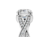 White gold Asscher Cut Cut Diamond Twisted Band with Milgrain Pave Setting and Four-Prong Setting_23