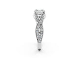 White gold Asscher Cut Cut Diamond Twisted Band with Milgrain Pave Setting and Four-Prong Setting_68