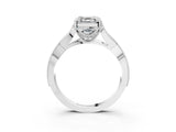 White gold Asscher Cut Cut Diamond Twisted Band with Milgrain Pave Setting and Four-Prong Setting_69
