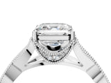 White gold Asscher Cut Cut Diamond Twisted Band with Milgrain Pave Setting and Four-Prong Setting_70