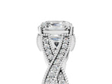 White gold Asscher Cut Cut Diamond Twisted Band with Milgrain Pave Setting and Four-Prong Setting_76