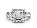 White gold Asscher Cut Cut Halo Diamond Infinity Band with Four-Prong Setting_146