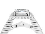 White gold Asscher Cut Cut Halo Pavé Solitaire Ring with Milgrain Band_11