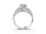White gold Asscher Cut Cut Milgrain Pave Diamond Engagement Ring with Four-Prong Setting_18